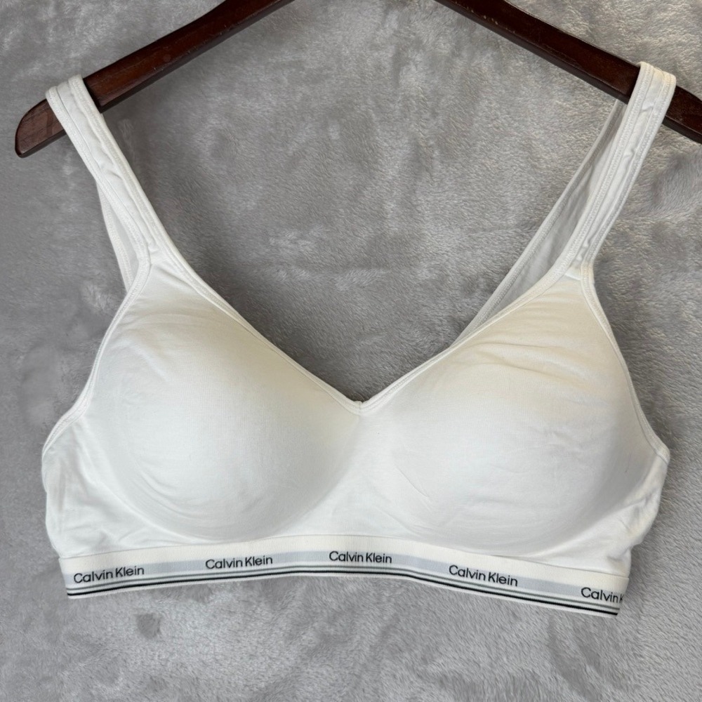 Calvin Klein White‎ Comfort Stretch Cotton Blend Wireless Bralette Bralette XL